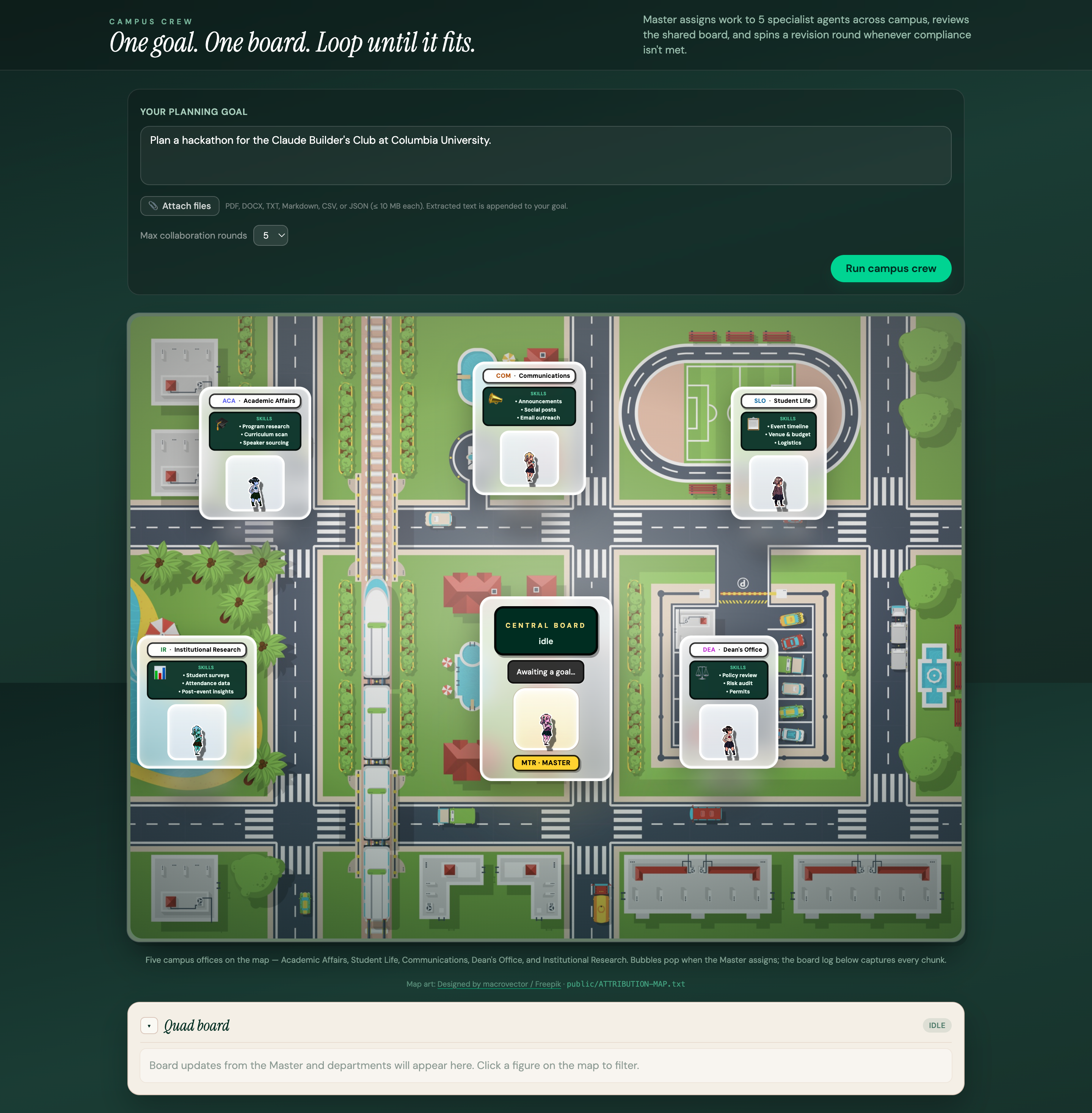 Screenshot of the Campus Crew web app.